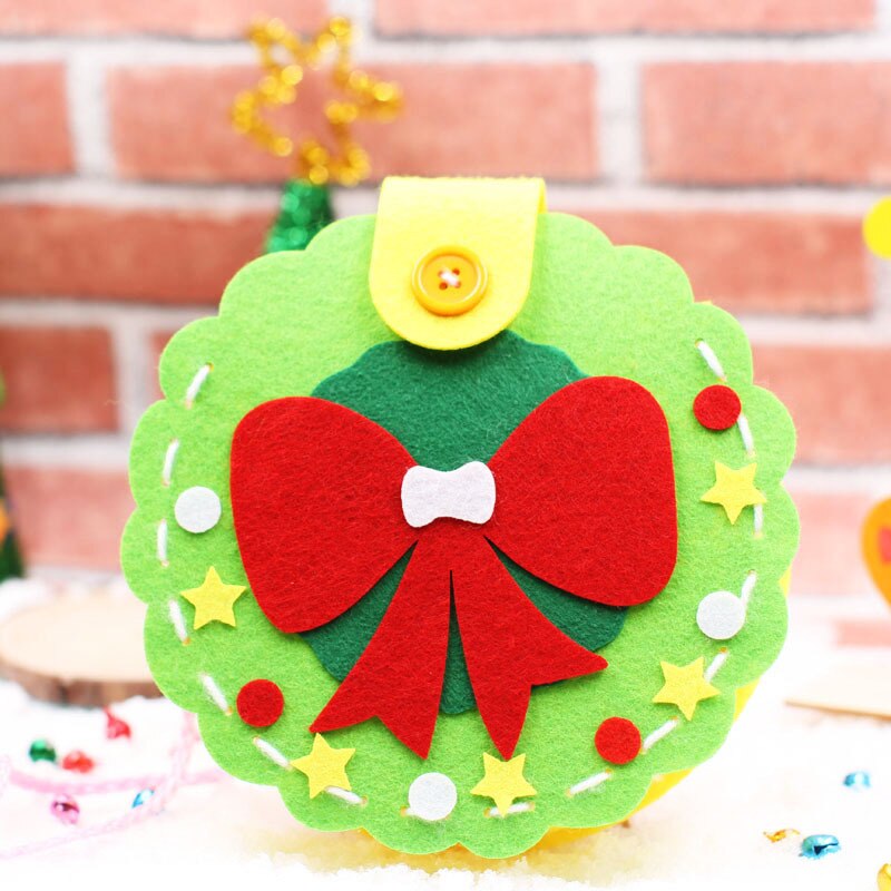 Kids DIY Christmas Handbag Non-Woven Cartoon Handmade Backpack Kindergarten Children Manual Bag Materials Kits: Christmas Ring