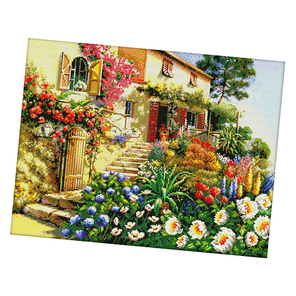 Garden Cottage Stamped Cross Stitch Kits Pre - Printed Pattern