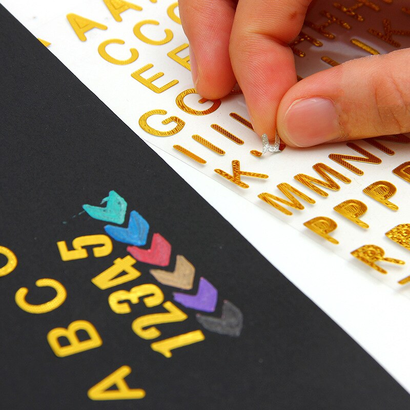 3 Stks/set Letters Metallic Sticker Diy Fotoalbum Dagboek Zelfklevende Kaart Diy Glitter Alfabet Craft Schakelaar Sticker Home Decor