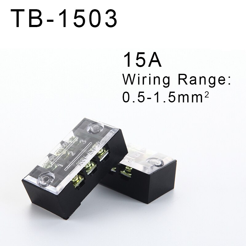 1Pcs TB-15 Series Dual Row Barrier Screw Terminal Block Strip Wire Connector 600V 15A 3/4/6/8/10/12 Positions Optional: TB1503