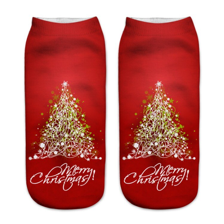 Kvinner 3d printin julesokker unisex tegneserie elg snømann santa sokker kvinner low cut ankel julesokker calcetines mujer -086: 20