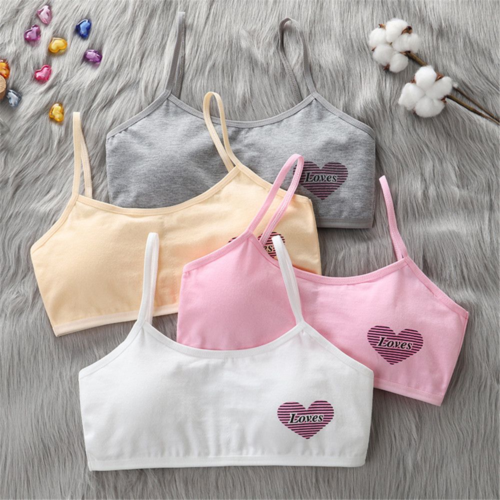 10-15 Years Old Kids Underwear Bra Girl Cotton Clothes Cute Camisole Children Vest Heart Baby Bra Kids Tank Top