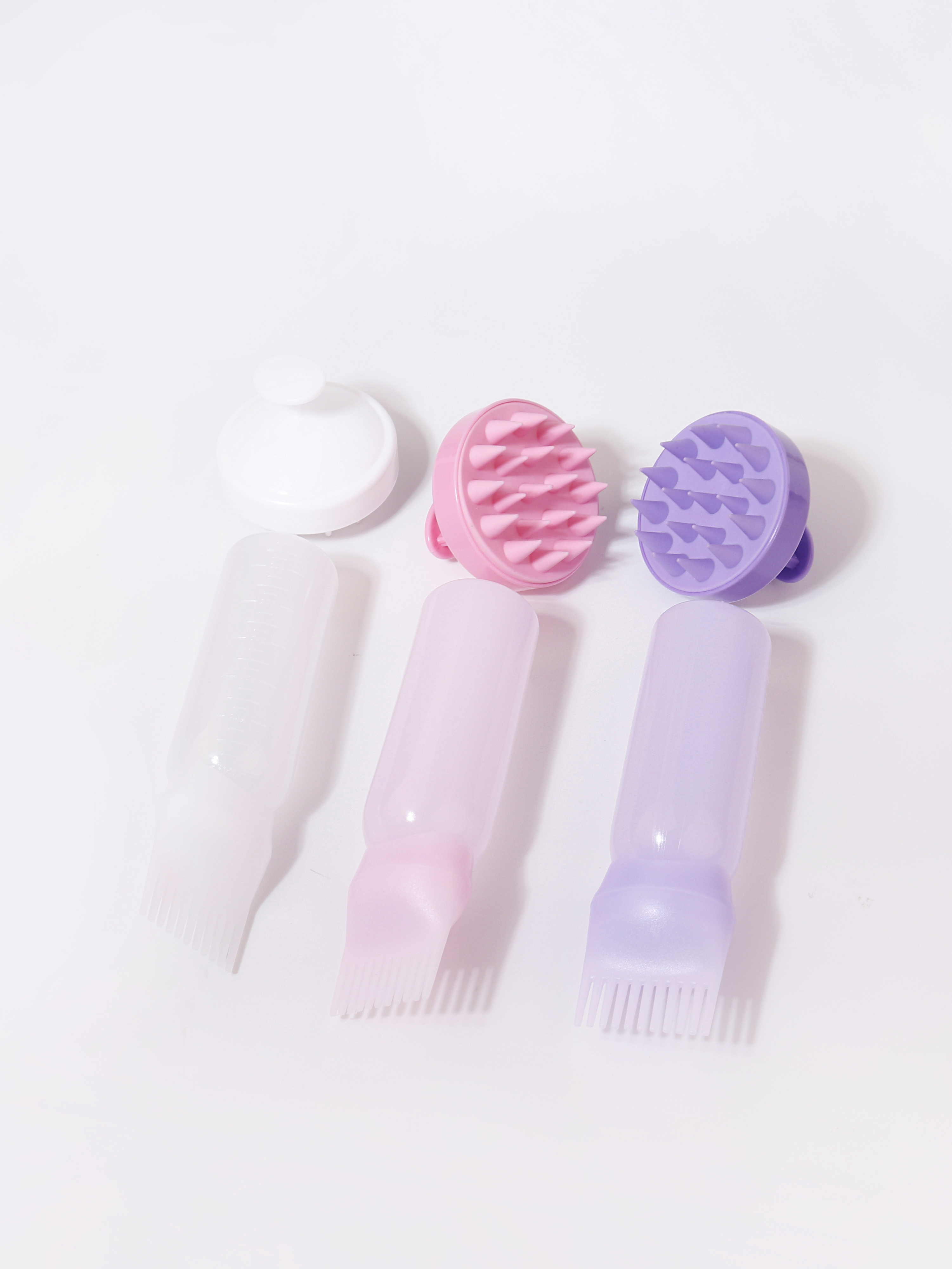 2-piece comb set, root comb application bottle, soft silicone hair brush, scalp exfoliation, massage, suitable for home salon