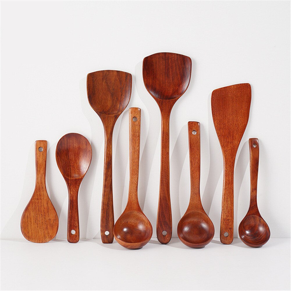 Pala de madera para cocinar, pala para sopa, cuchara de arroz, utensilios de cocina, juego de cucharas de madera para jardín y hogar, herramientas de cocina