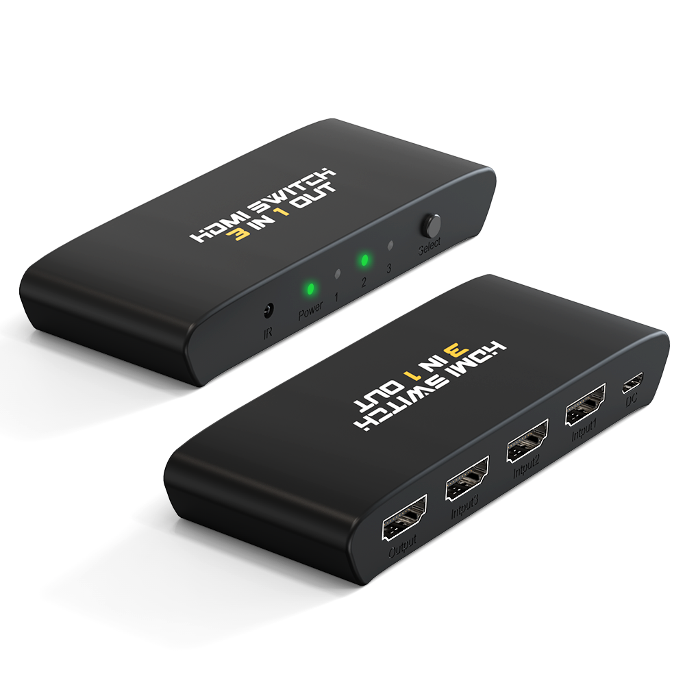 Uhd hdmi 4k hdmi-switch 3 x 1 mini hdmi-switch-switcher hub-boks understøtter ir-fjernbetjening hdmi-switch-splitter