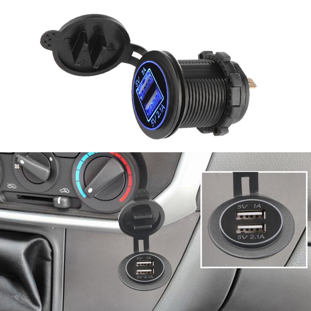 12V-24V Car USB Charger 3.1A for Motorcycle Auto Truck ATV Boat LED Light Dual USB Socket Charger Power Adapter Outlet Power
