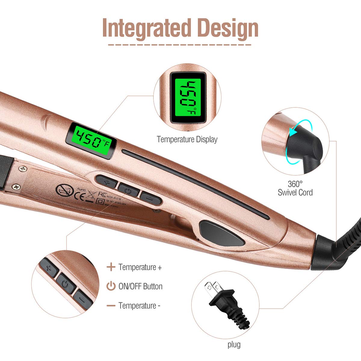 Flat Iron Hair Straightener Curler Electric Hair Straightening Curling Iron Styler LCD Hair Iron Straightener
