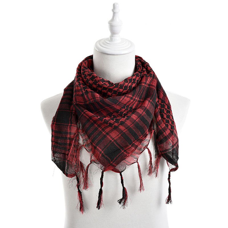 6 Colors Unisex Women Men Checkered Arab Grid Neck Keffiyeh Palestine Scarf Wrap: red