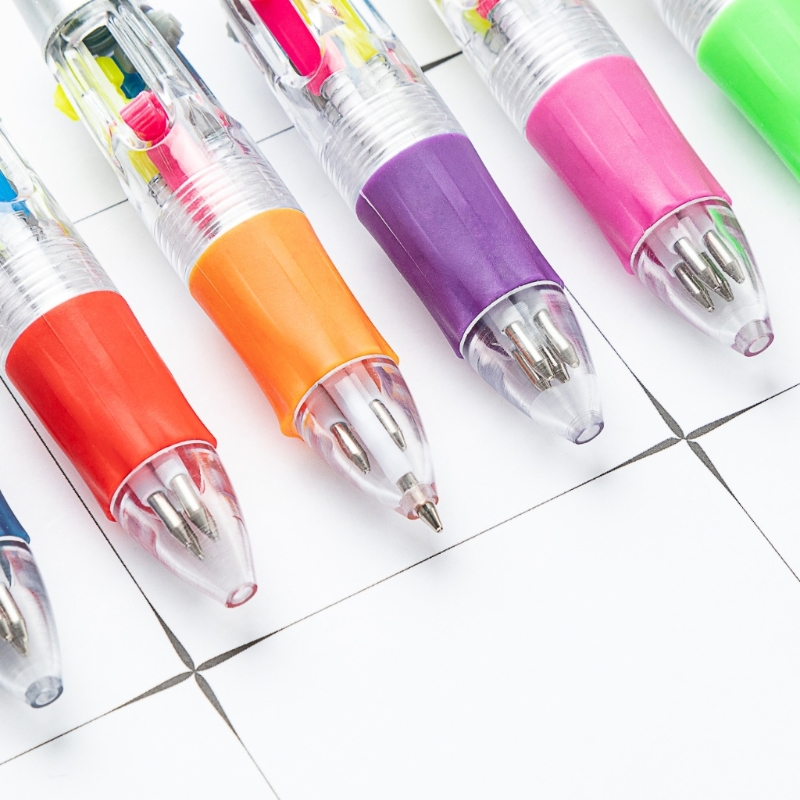 Stylo à bille multicolore perlé, 4 couleurs en 1, pointe 1.0MM, lisse pour écrire, pour étudiant, enseignant, marquage, 10