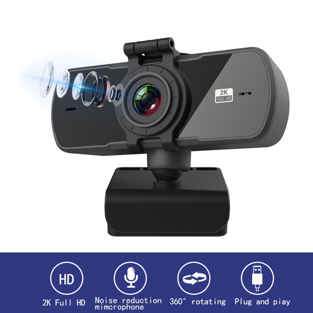 TISHRIC 2K HD Webcam Autofocus Web Camera With Microphone Usb Webcam Full Hd 1080P Web Cam Camara PC Web Camera For Computer