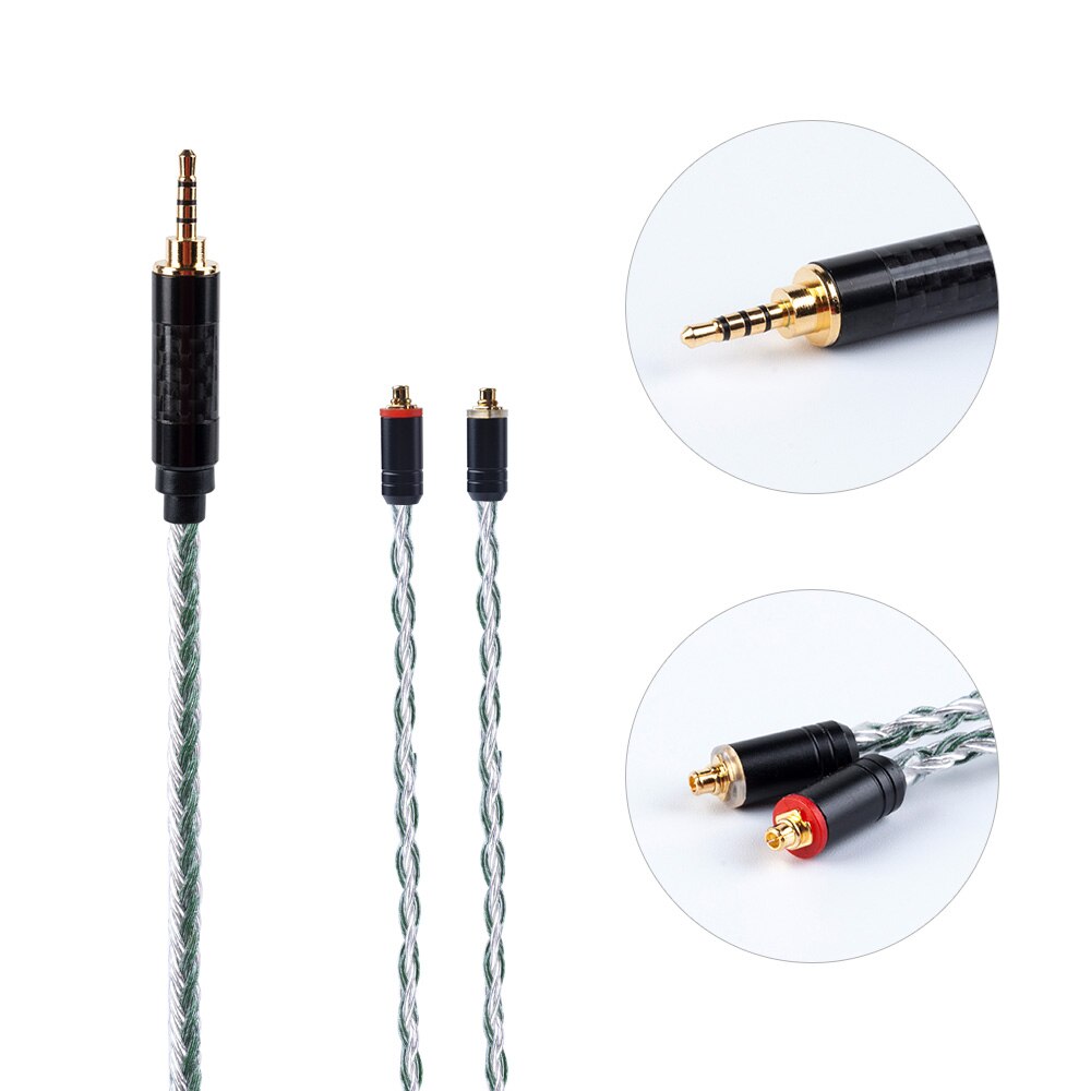 câble plaqué argent de noyau de hifi980 16 câble de mise à niveau de 2.5/3.5/4.4mm avec MMCX/2Pin pour ZS10 PRO ZSX BL-03 V90: MMCX 2.5