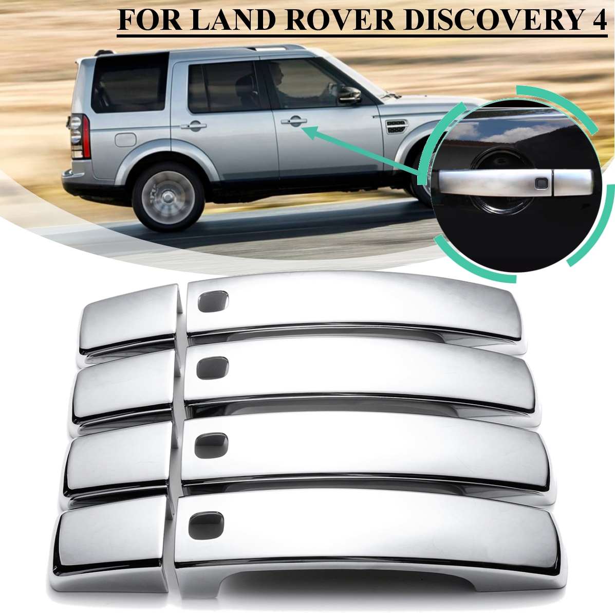 Abs Chrome Gloss Black Door Handle Covers Trim Car Accessories For Land Rover Discovery 4 Range Rover Sport Freelander 2: Chromed Style