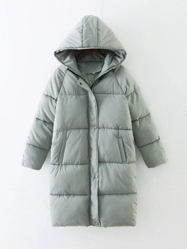 Lange jas dames winterjas capuchon lange jas katoenen gewatteerde jas warme parka dames parka's bovenkleding dames: 02 groene / M