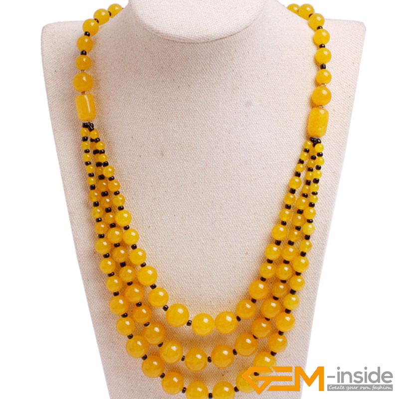 Handmade 8-12mm Beaded Stone Necklace Jewelry 19 inch DIY Long Necklace Jewelry For Women