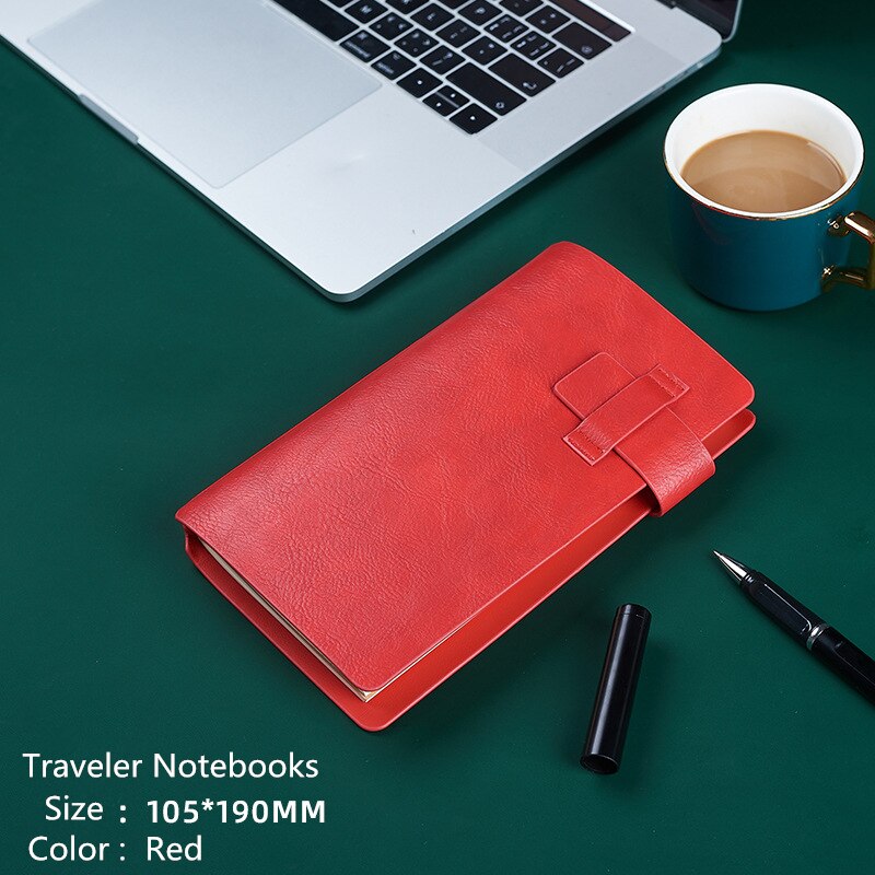 Portable Office Stationery Planner,Cute A6 Leather Mini Travel Schedule Diary Bullet Journal Notebooks Brown: Red