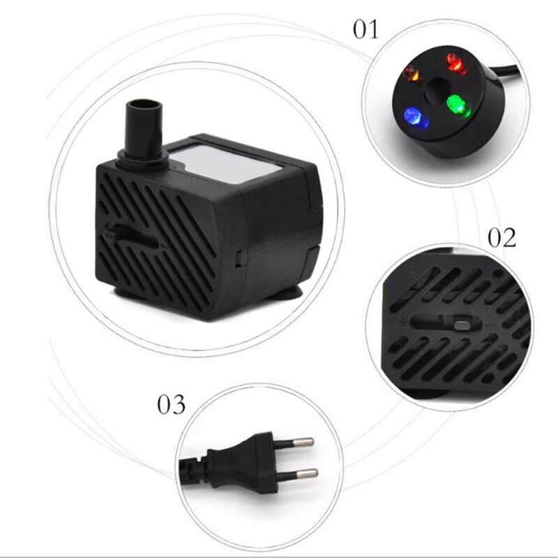 3W Tauch Wasser Pumpen mit 4LED Licht Pumpe Aquar... Grandado