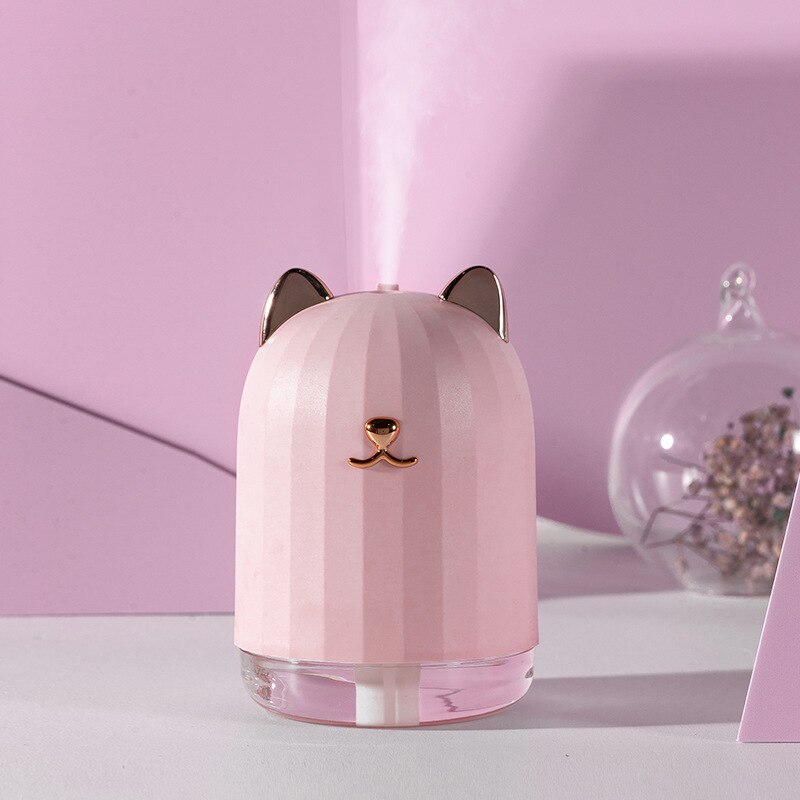 Usb bärbar mini luftfuktare diffusor purifier aromaterapi atomizer med lätt uppladdningsbar eller batteriström: Rosa batteri