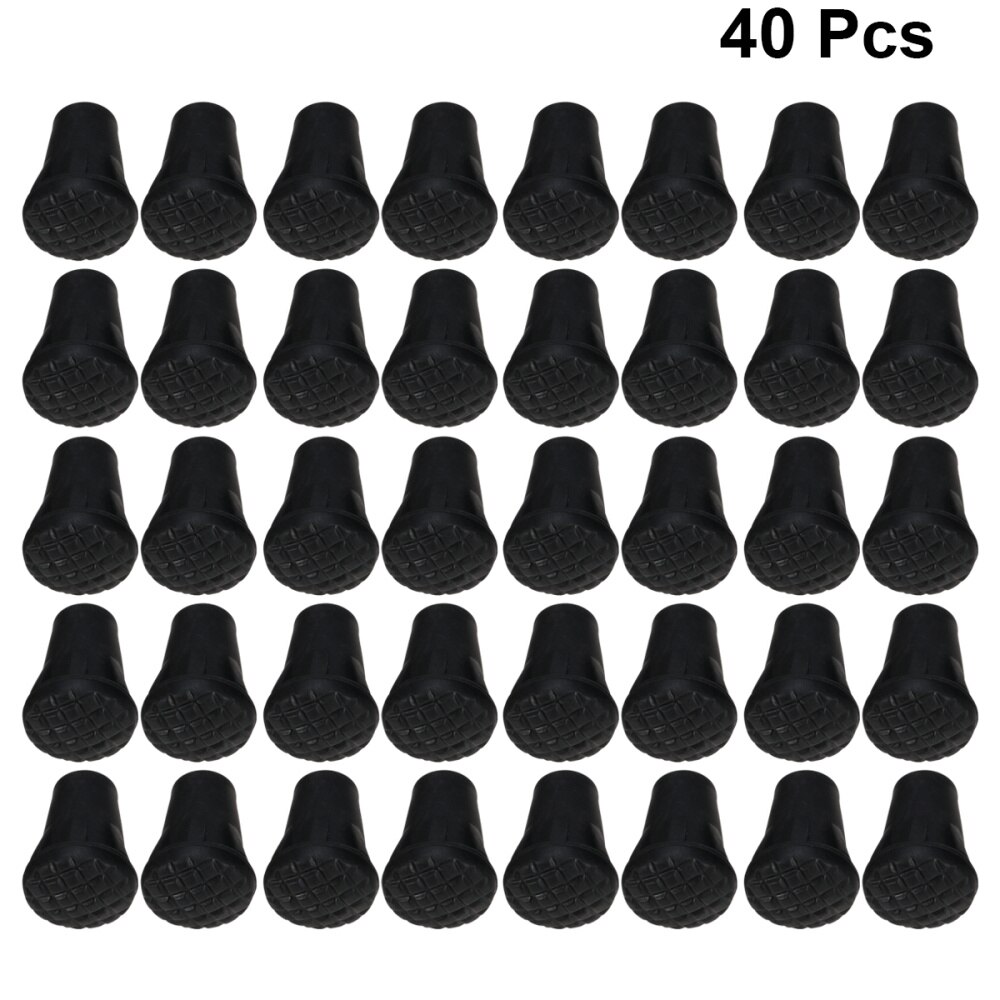 24pcs Outdoor Trekking Pole Accessories Foot Cover Pole Tip Protectors Hiking Stuff Absorbing Adds Grip Traction Stability (Blac