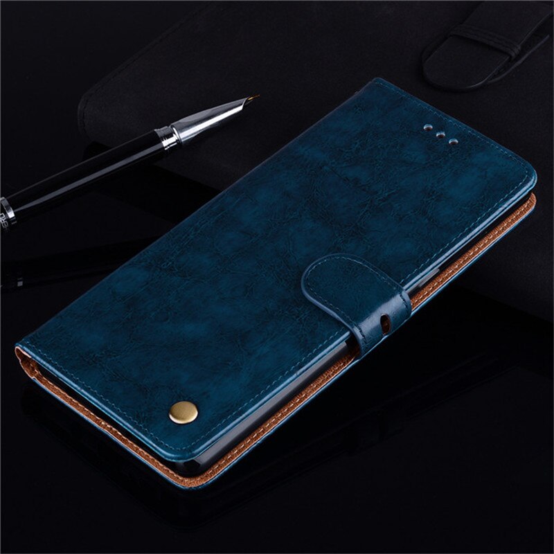 Dla Vivo Y53s przypadku luksusowe odwróć skórzany telefon książka obudowa silikonowa pokrywa na Vivo Y53 S Y 53 s V2111A чехолна portfel Coque Funda torba: Oil Blue