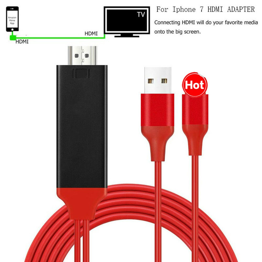 Hdmi 2m kabel for iphone  x 8 8 plus 7 7 plus 6 6s 5 5s 5s kabel adapter hdtv tv  hd1080p adapter hdmi