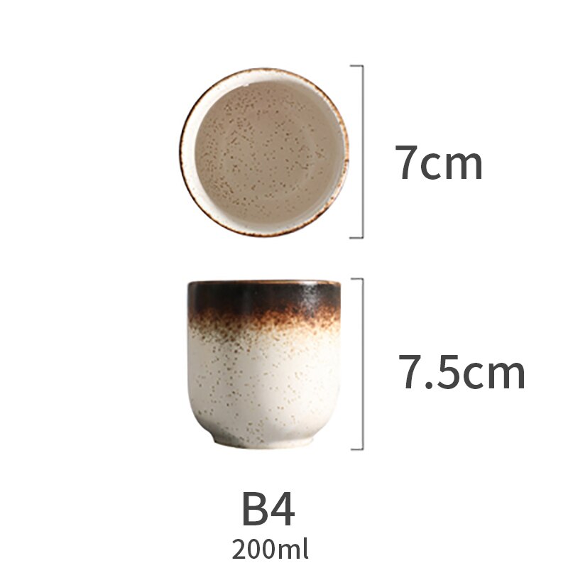 150ml 200ml japansk stil tekopp kaffe kopp vann kopp steintøy keramisk håndmalt kungfu tekopp matte drikkevarer: B -4-200ml