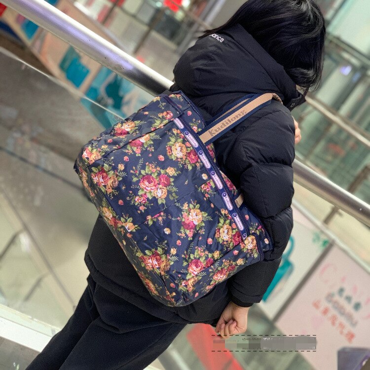 Fiore stampato Pieghevole Borsa Da Viaggio impermeabile Dei Bagagli del Duffle Sacchetto di Casual Borsoni Grande Week-End Viaggio Turistico Borsa: Argento