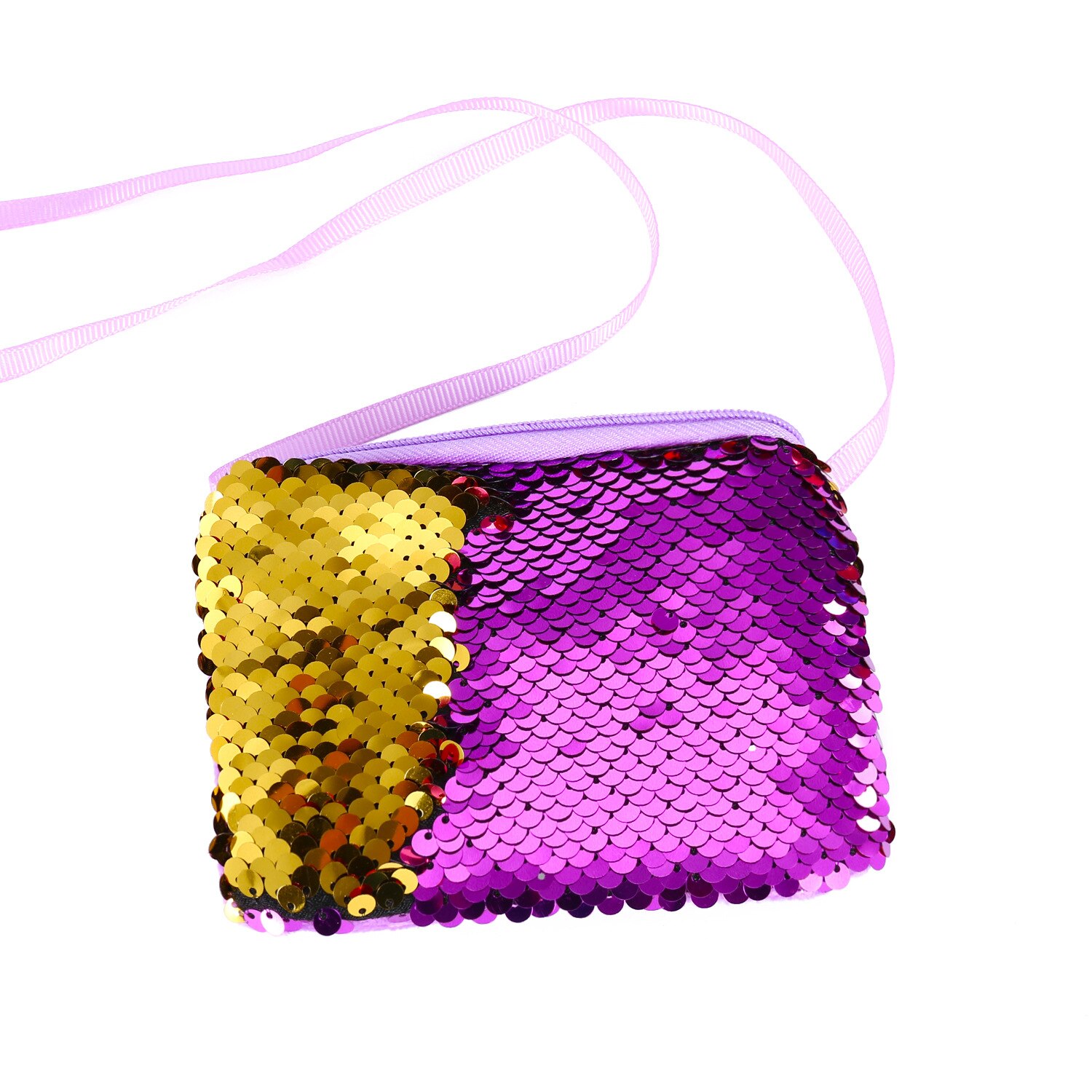 Børnetaske glitter pailletter crossbody taske dejlig pung lynlås pose mini messenger skuldertaske taske populær: Lilla