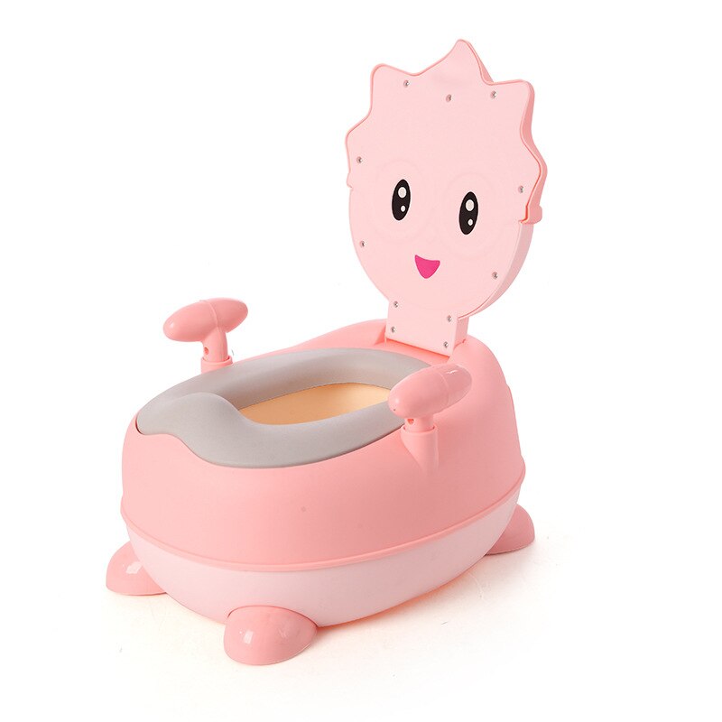 Tecknad toalettstol baby bärbar toalett för barn barn baby toalettstol potta för resor söt barn toalettstol avtagbar kruka: Rosa pu mjuk pad