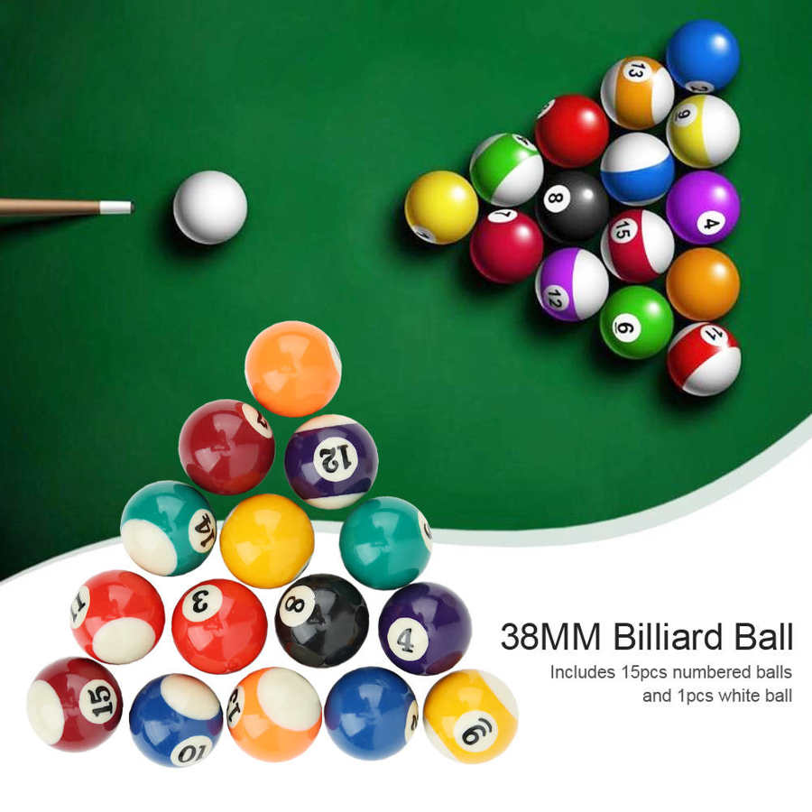 16PCS Billiard Ball 38MM Mini Billiard Ball Eco-friendly Resin Children Billiard Ball Toy Mini Pool Table Accesssory