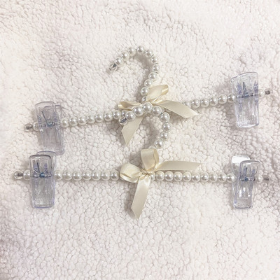 Cintres en perles pour vêtements, 10 pièces, en plastique Transparent, rose, or, antidérapant, acrylique, sans trace, pour filles: White / 10PCS 30CM for Kids