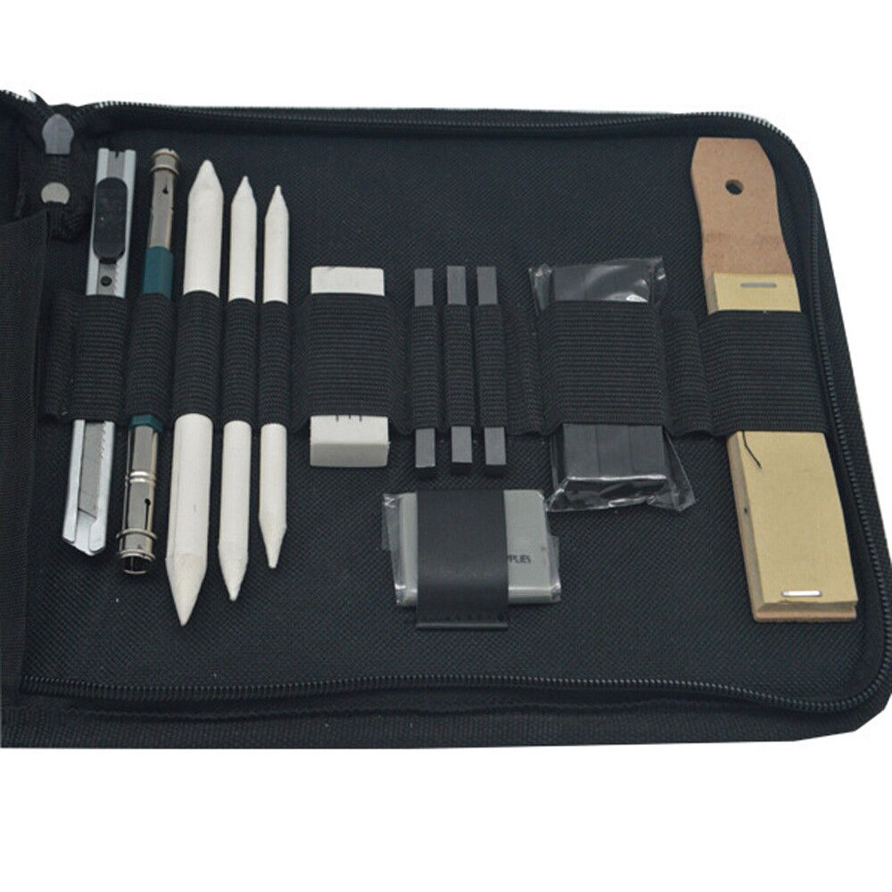 Art Set 35 PCS Drawing And Sketching Set Drawing Sketching Charcoal Pencils. Kneaded Eraser. Art Kit For Kids Teens