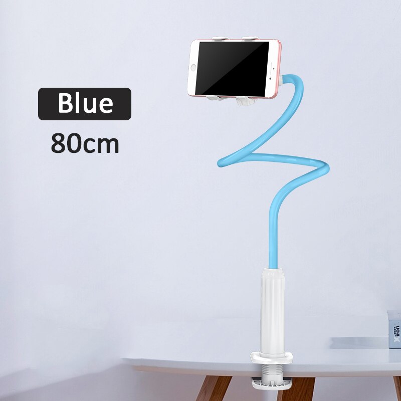 Universal 360 Rotating Flexible Arm Phone Holder Desktop Bed Lazy Tablet Clip Bracket Mobile Stand Support For iPhone Samsung: 80cm blue