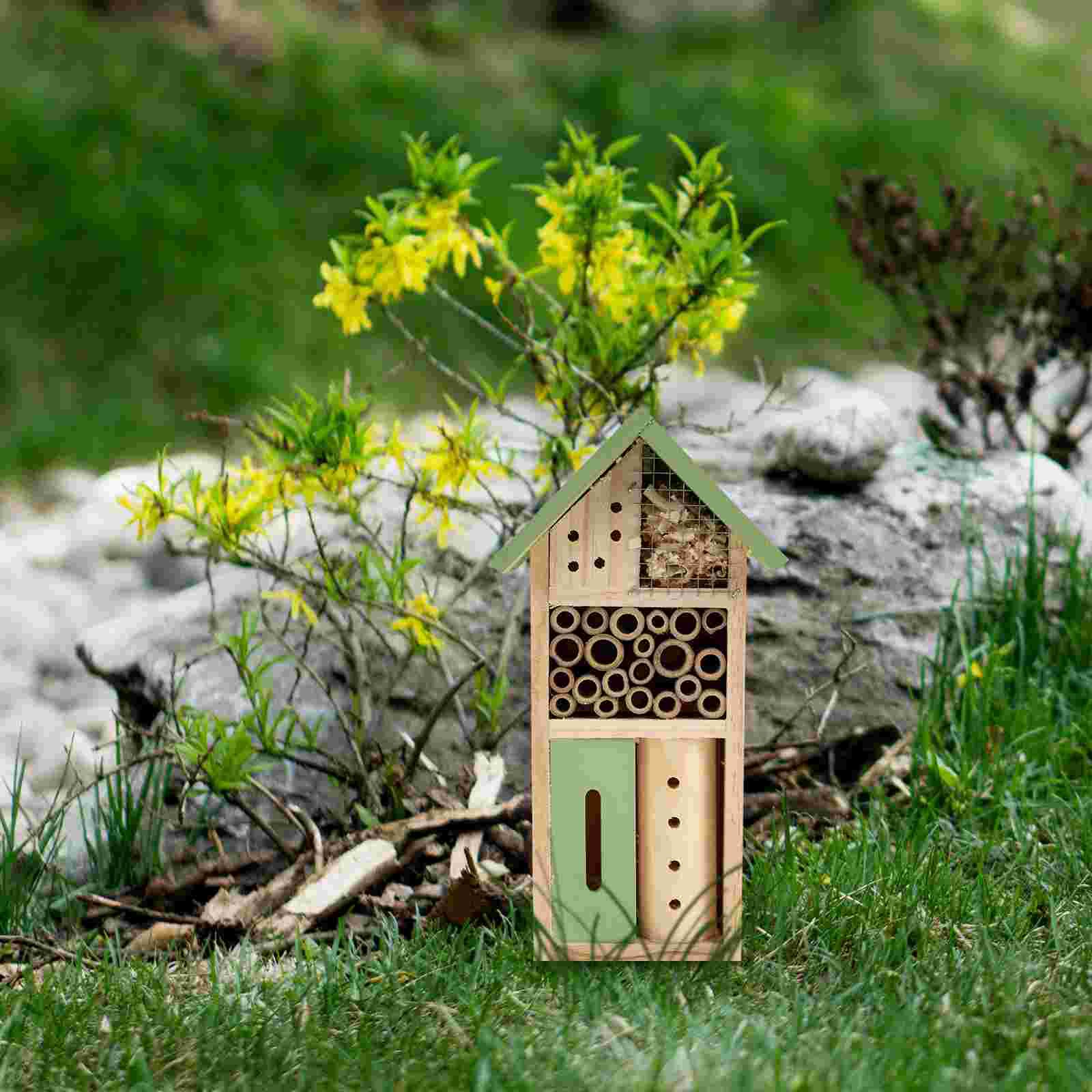 Wooden Insect House Outdoor Wood Insect Cabin Decorative Bee House Insect Nest