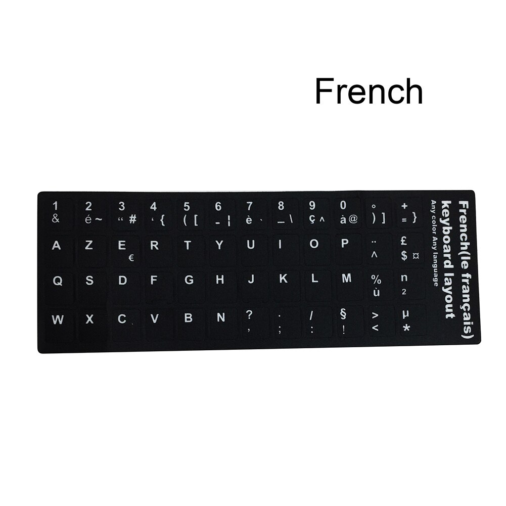 Universelle tastatur klistermærker erstatning mat tastatur klistermærker med sort baggrund og hvid bogstaver  d6: Fransk