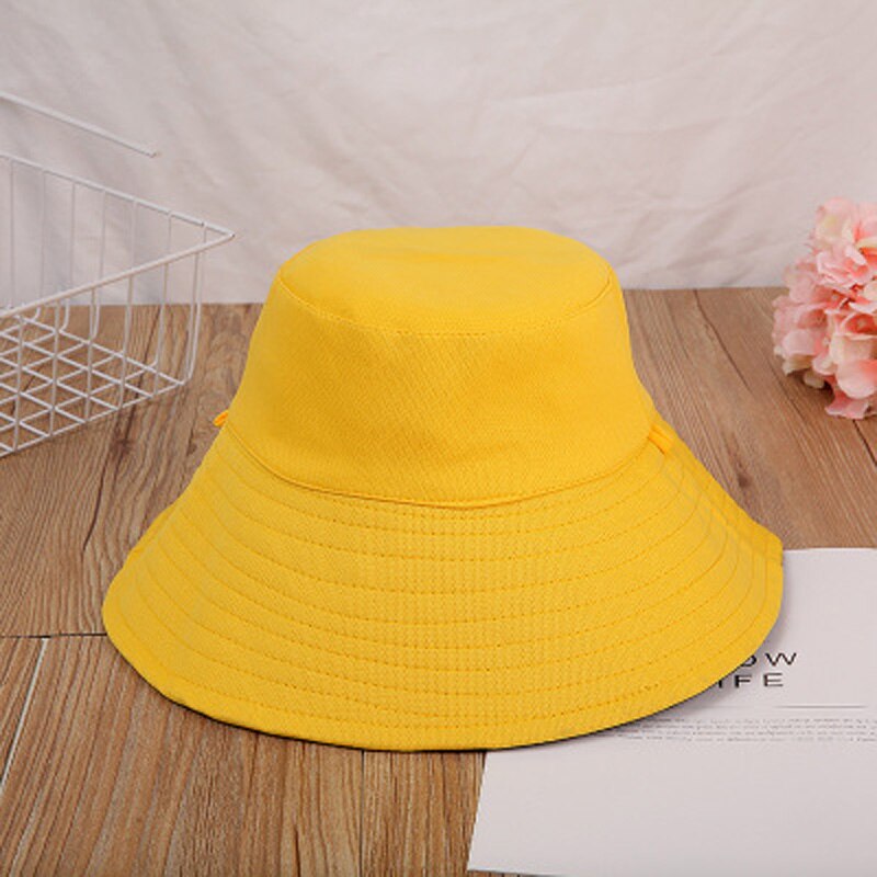 Summer woman Anti-UV Panama Summer Sun Cap Viseira For both sides caps cotton Beach Hats For Women Hat Female Lady Bucket Hat: YELLOW