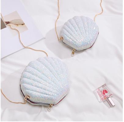 Pailletten Dazzling Shell Vorm Party Ladies Mini Purse Chain Crossbody Messenger Bag Handtas Schoudertas Vrouwelijke Bolsa: Blauw / 15X6X13