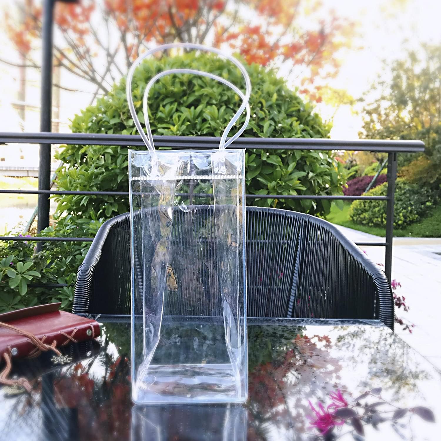 3 Stück Wein kühler zusammen klappbarer klarer PVC-Beutel Wein kühltasche mit Griff Eis Wein beutel für Champagner Bahre Getränke: Marine Blau