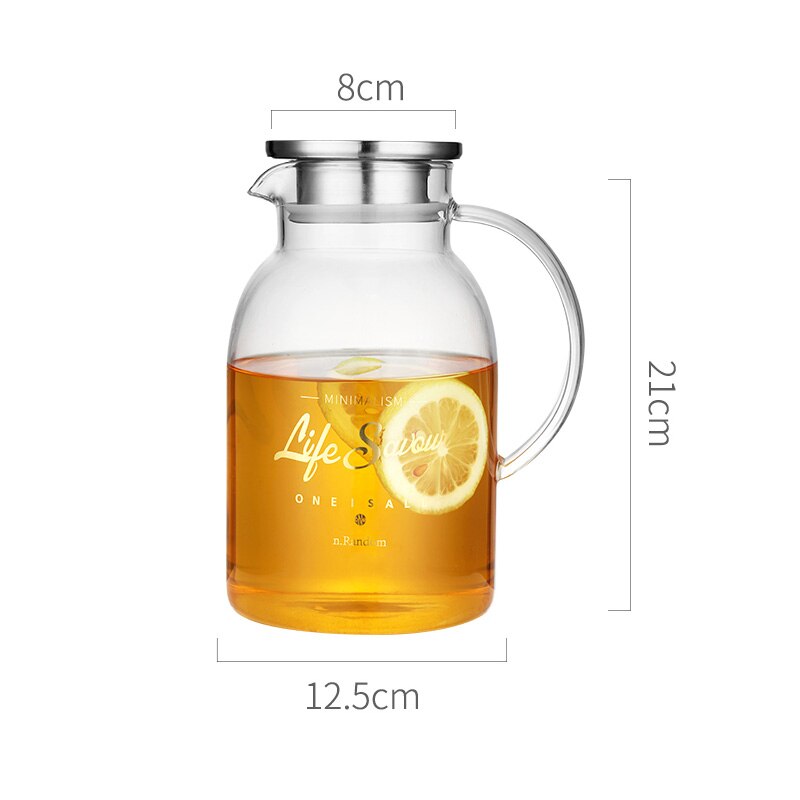 Szklany dzbanek na wodę dzbanek na wodę szklany pojemnik na wodę szkło odporne na ciepło czajnik wrzący 1800ml 2200ml na herbatę robić domu: 1800ml1