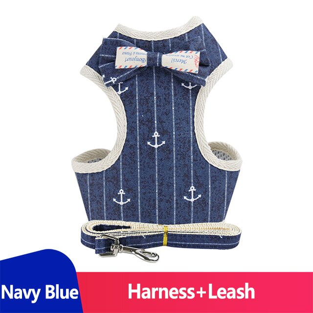 Conjunto de arnés y correa para gato, chaleco para cachorro y gatito, accesorios para mascotas, banda para el pecho: Navy Blue / L    10kg-16kg