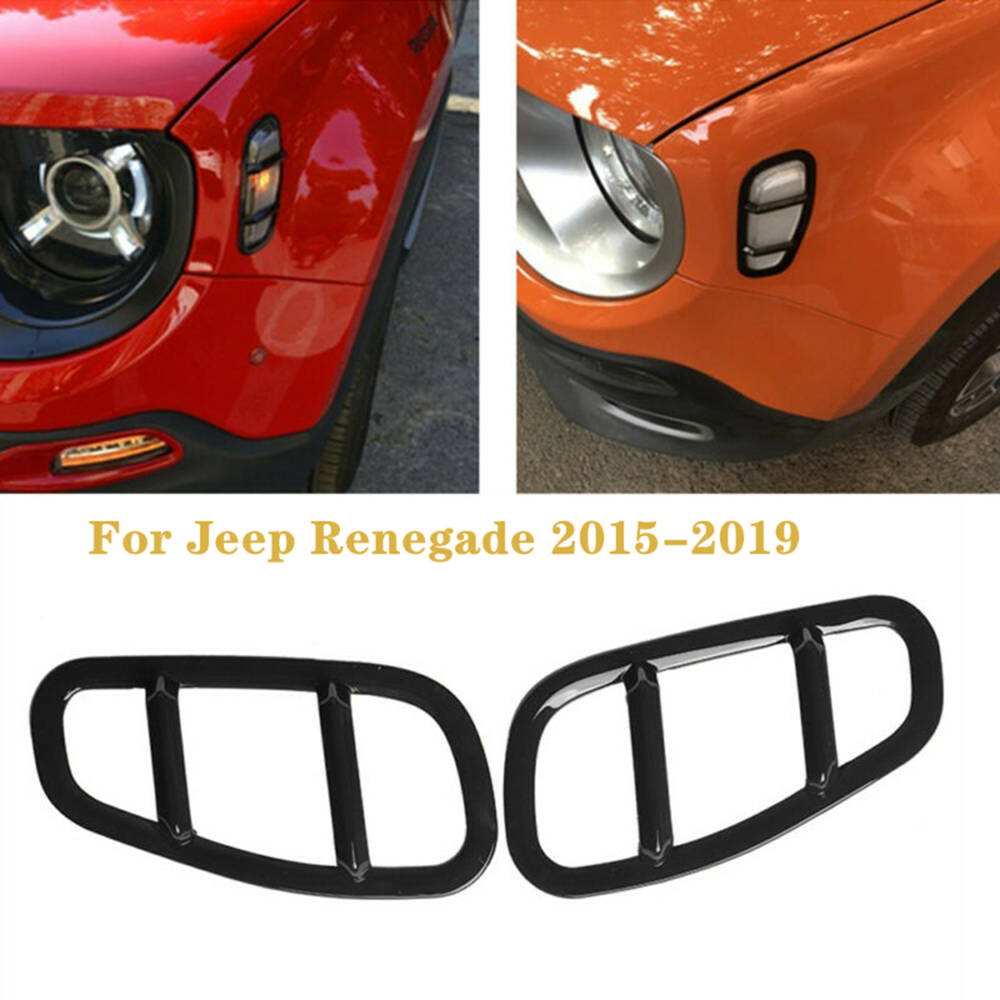 2pcs For Jeep Renegade Side Lamp Cover Black Car Styling Accessories Brand And