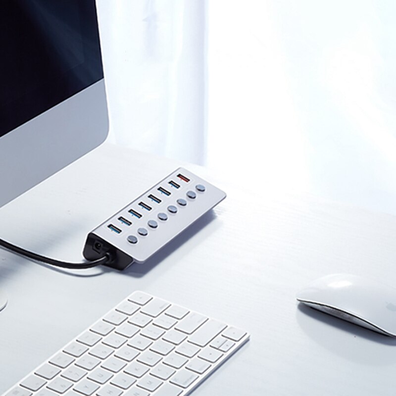 USB 3.0 Hub with Independent Switch Power Supply Port Computer Multi-Interface One Drag Seven Expander