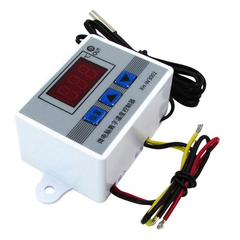 XH-W3002 Microcomputer Digital Thermostat With Probe Heat Cool Temp Thermostat Control Switch: black