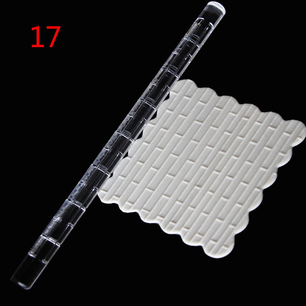 1PC Multi-style Acrylic Embossing Rolling Pin Fondant Cake Sugarcraft Impression Rolling Pin Pastry Roller Baking Tools: 17