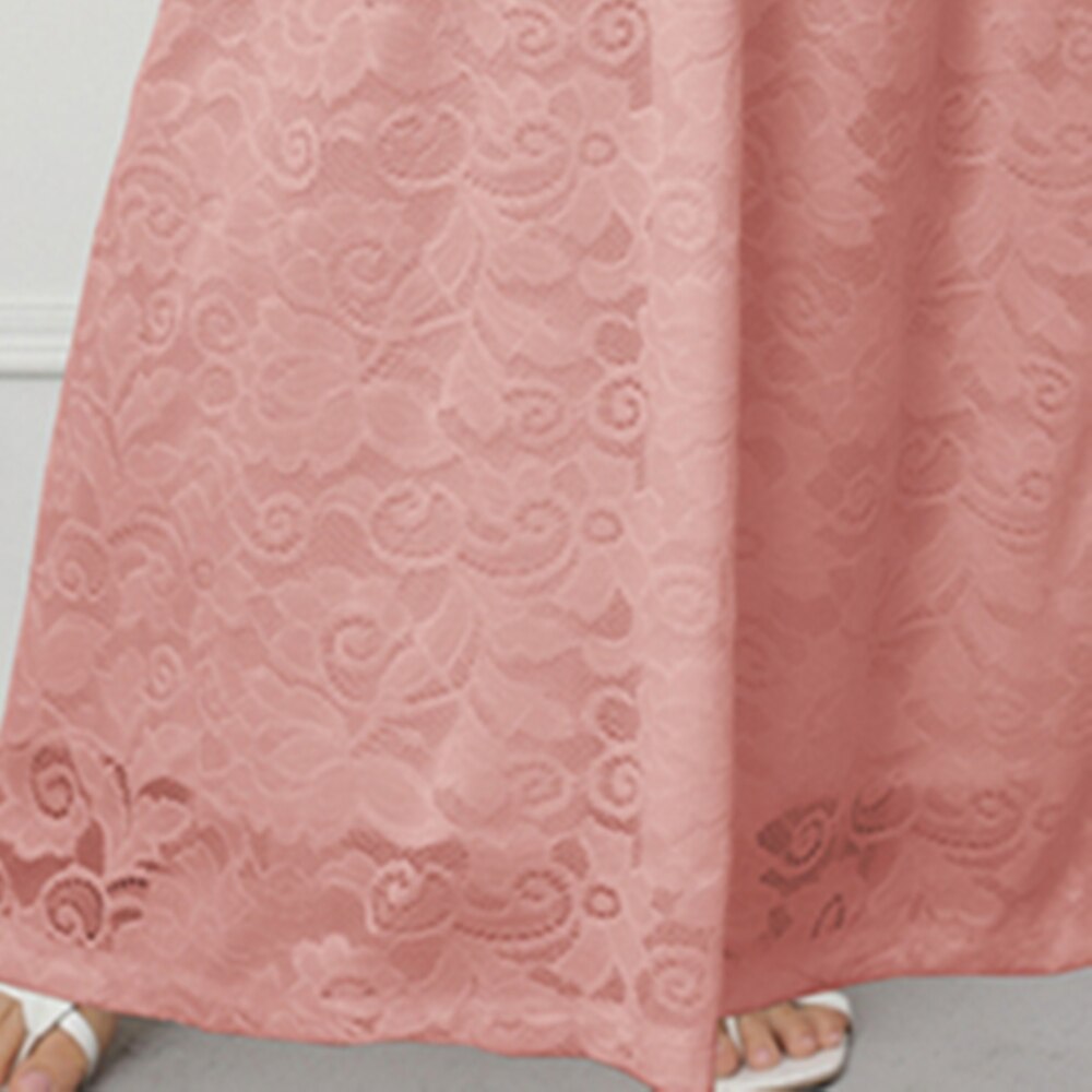 Spring European And American Style Plus Size V-Neck Evening Dress Hollowed Out Lace Dress For Women