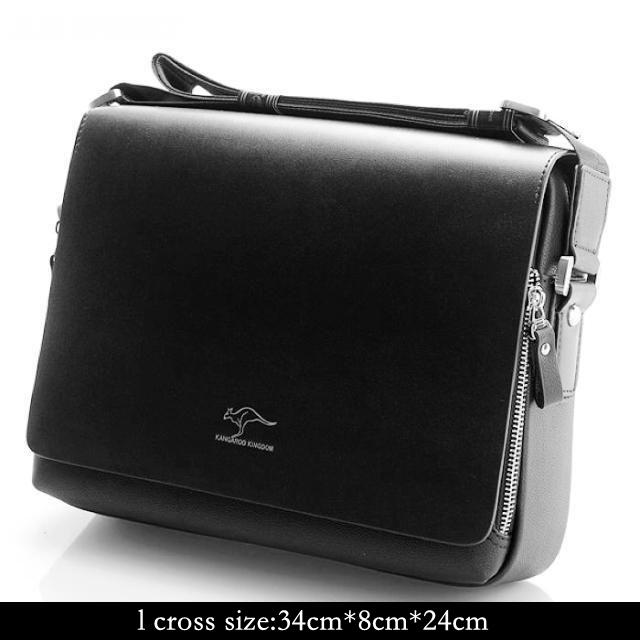 Kangaroo Handbag Casual Men's Messenger Bags Vintage Business PU Leather Shoulder Bag Male Crossbody Bag Bolsos Mujer G01: L Cross Black