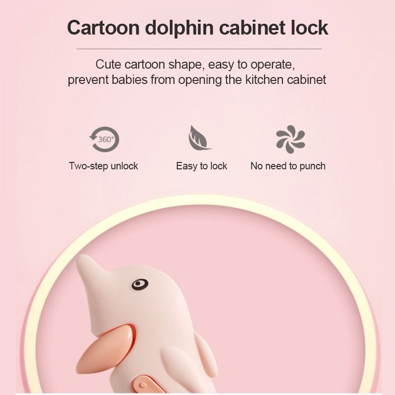 3 stücke Türschloss Delphin bilden Baby freundlicher Sicherheit Pflege Schlösser Schrank Schrank Wc Sicherheit Schlösser Kleinkind Baby Schutz sperren
