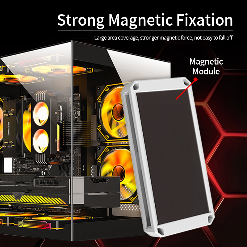 UPSIREN U-H8 5V 3PIN ARGB & 4PIN PWM HUB coque d'ordinateur ventilateur lumière fond synchrone magnétique avec télécommande