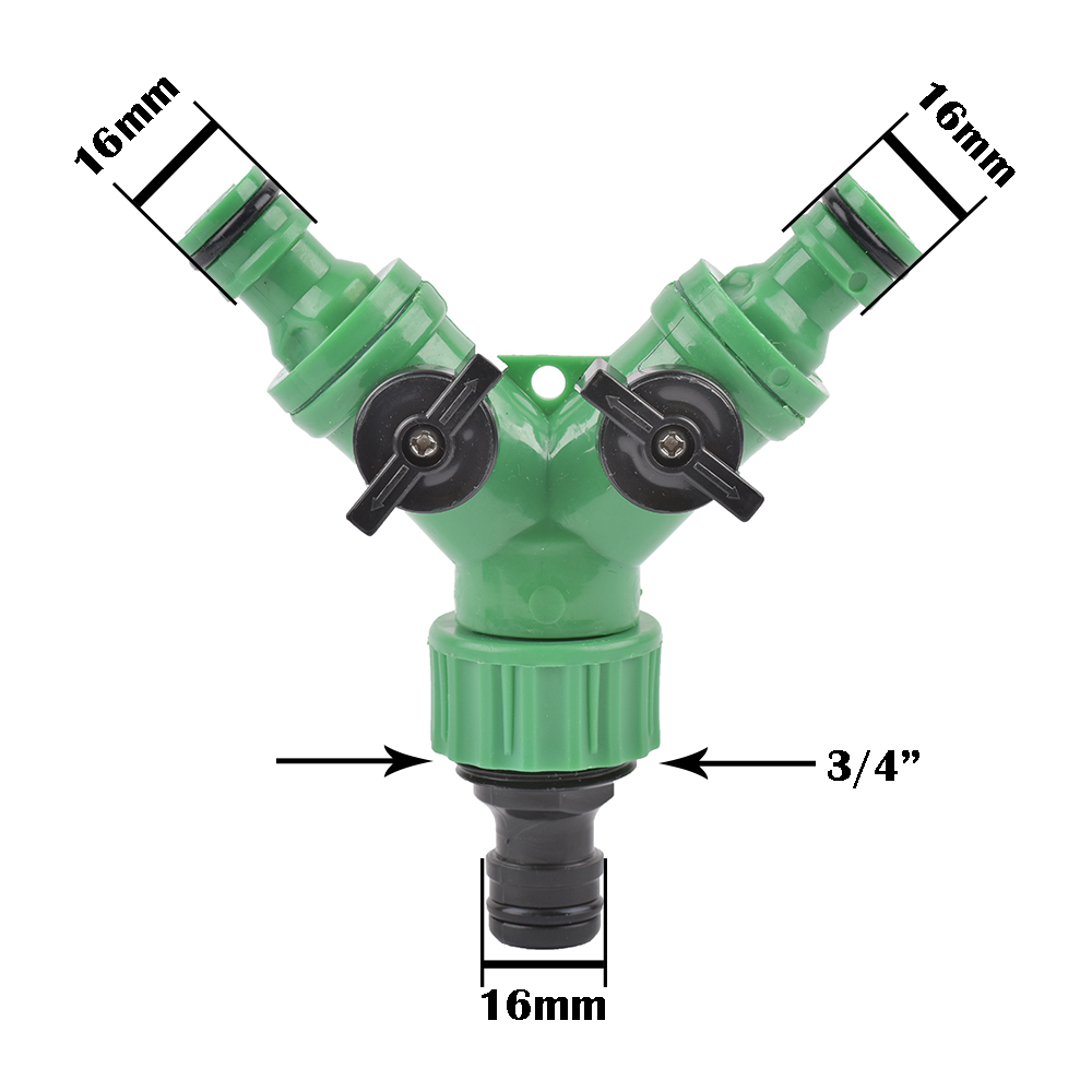 2-Way Garden Tap Water Splitter Female 1/2 3/4 Garden Hose Y Splitter Watering Adjustable Switch: Yellow