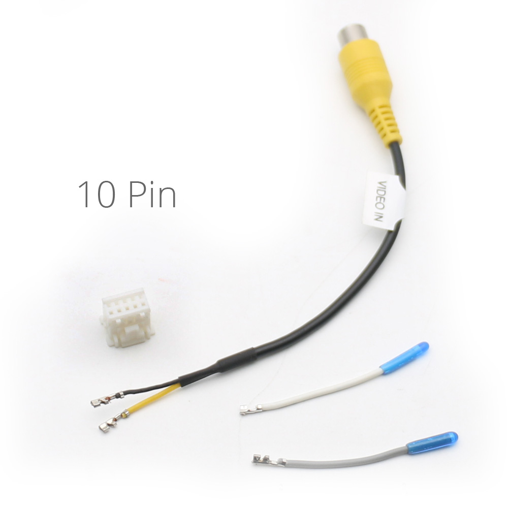 10 Pin RCA Camera Video Input Reversing Parking Cable Adapter Wiring Connector Android Radio: WHITE