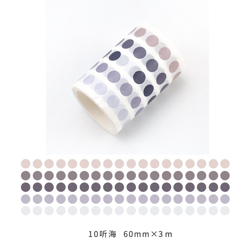 60mm*3m farverige prikker brede maskeringstape gør-det-selv scrapbog dagbog dagbog notesbog klæbende dekorative washi tape klistermærke ruller: 10